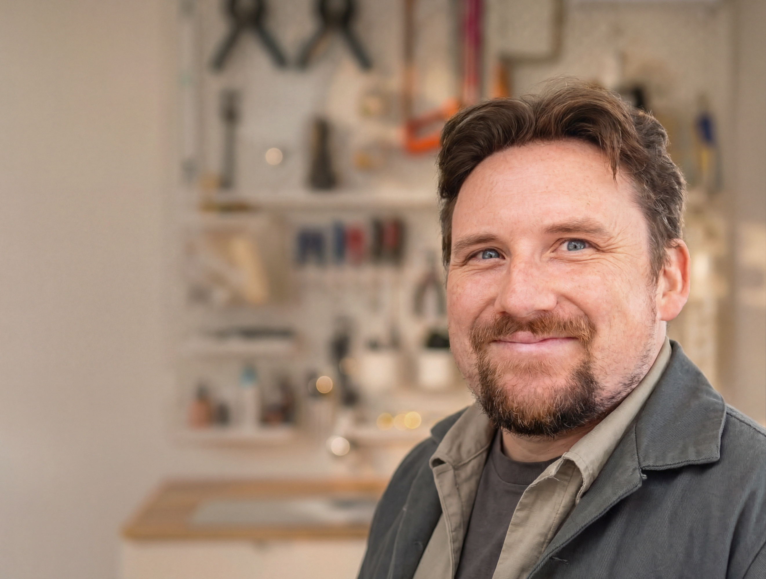 Workshop environment with tools and prototyping materials